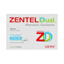 Zentel Dual 200mg 150 Mg 2 Tablets, Albendazol, Quinfamide